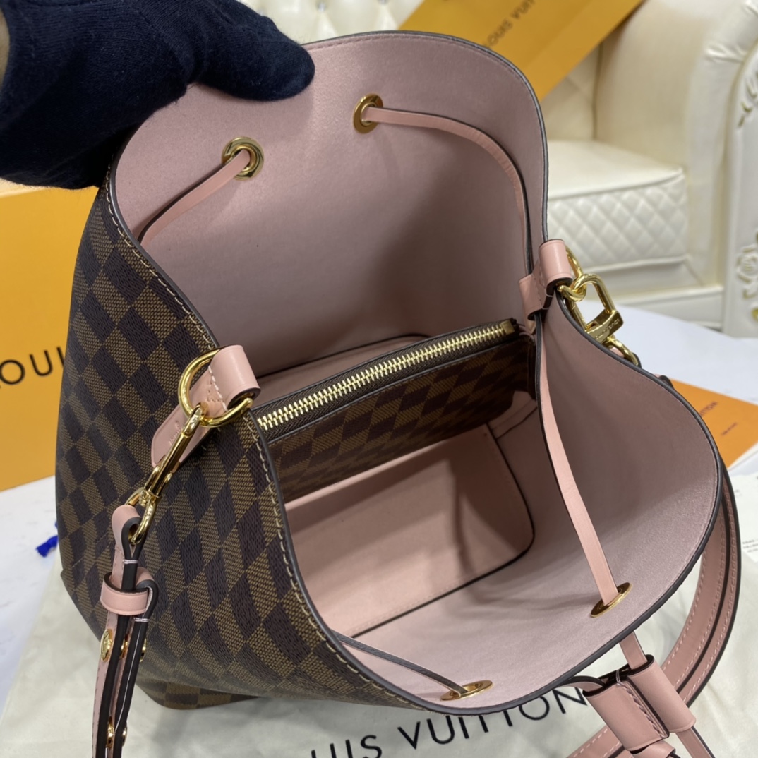 Louis Vuitton NEONOE MM Bucket Bag Damier Ebene N40198 Venus Pink